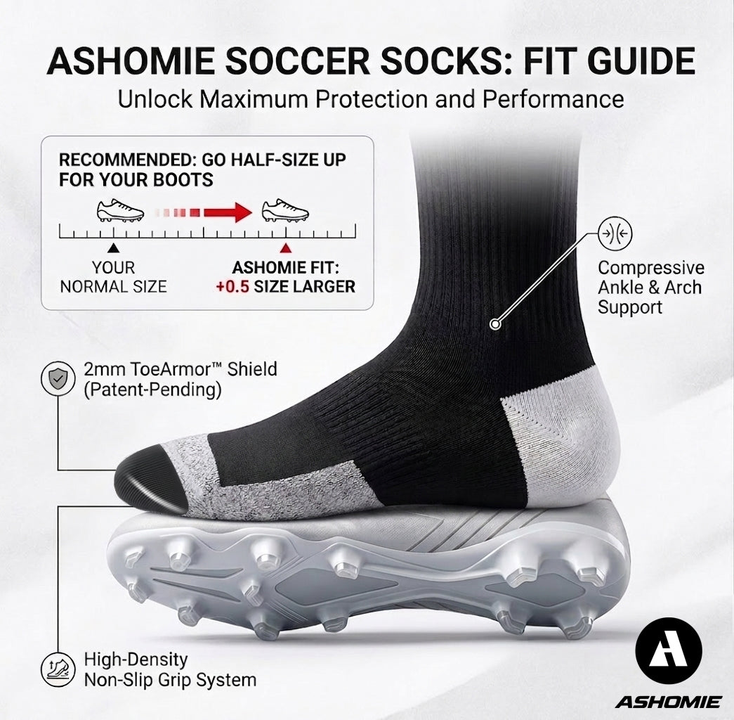 ASHOMIE ToeArmor™ Socks US Size Men's 8-12/Women's 9-13
